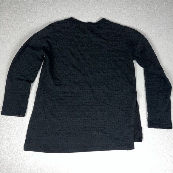 Zara Trafaluc Black Quilted Asymmetric Hem Sweatshirt Size Small - Picture 7 of 8